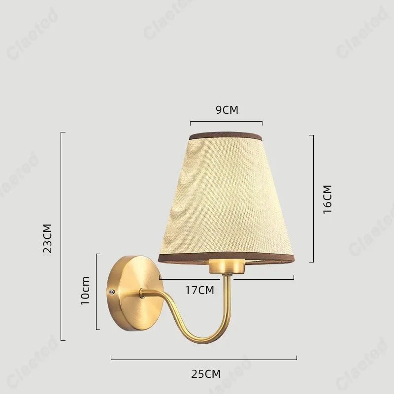 LED Retro Fabric Lampshade Wall Lamp with E27 Socket for Bedroom, Living Room, and Corridor Lighting Decoration