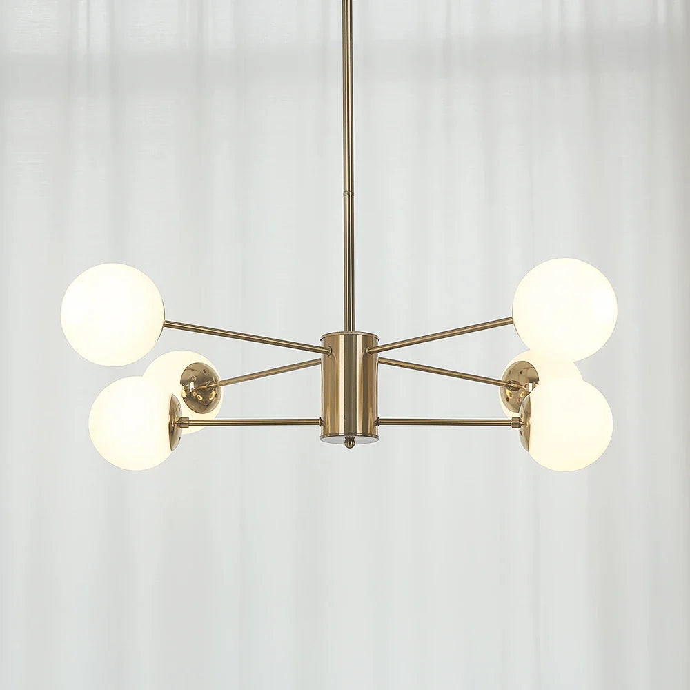 LED Adjustable Ball Glass Chandelier - Modern E27 Hanging Lamp for Living Room & Bedroom Lighting Fixtures