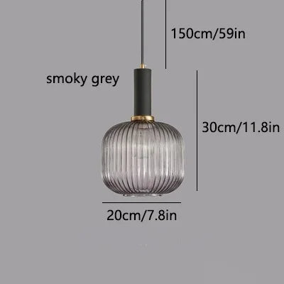 LED Glass Stripe Pendant Light - Creative E27 Hanging Fixture for Home Decoration in Living Room & Kitchen