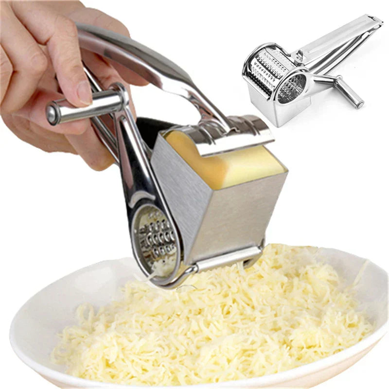 Rotary Cheese Grater | Stainless Steel, Interchangeable Drums & Ideal for Grating Cheese, Vegetables, Nuts and More