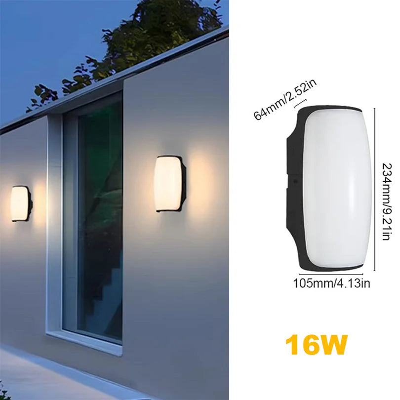 LED Outdoor Wall Light with Motion Sensor - Waterproof IP66 Porch & Garden Lighting for Balcony and Exterior Use