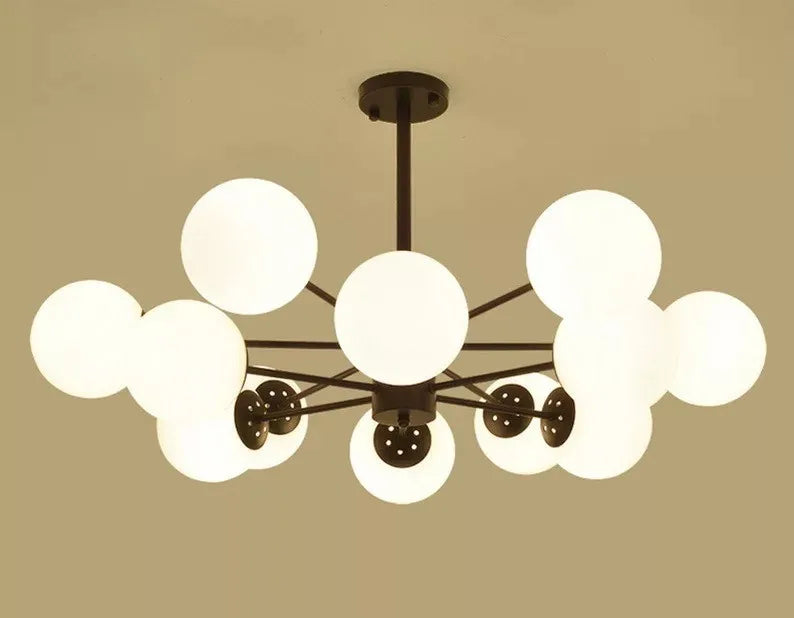 LED Adjustable Ball Glass Chandelier - Modern E27 Hanging Lamp for Living Room & Bedroom Lighting Fixtures