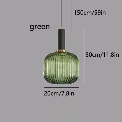 LED Glass Stripe Pendant Light - Creative E27 Hanging Fixture for Home Decoration in Living Room & Kitchen