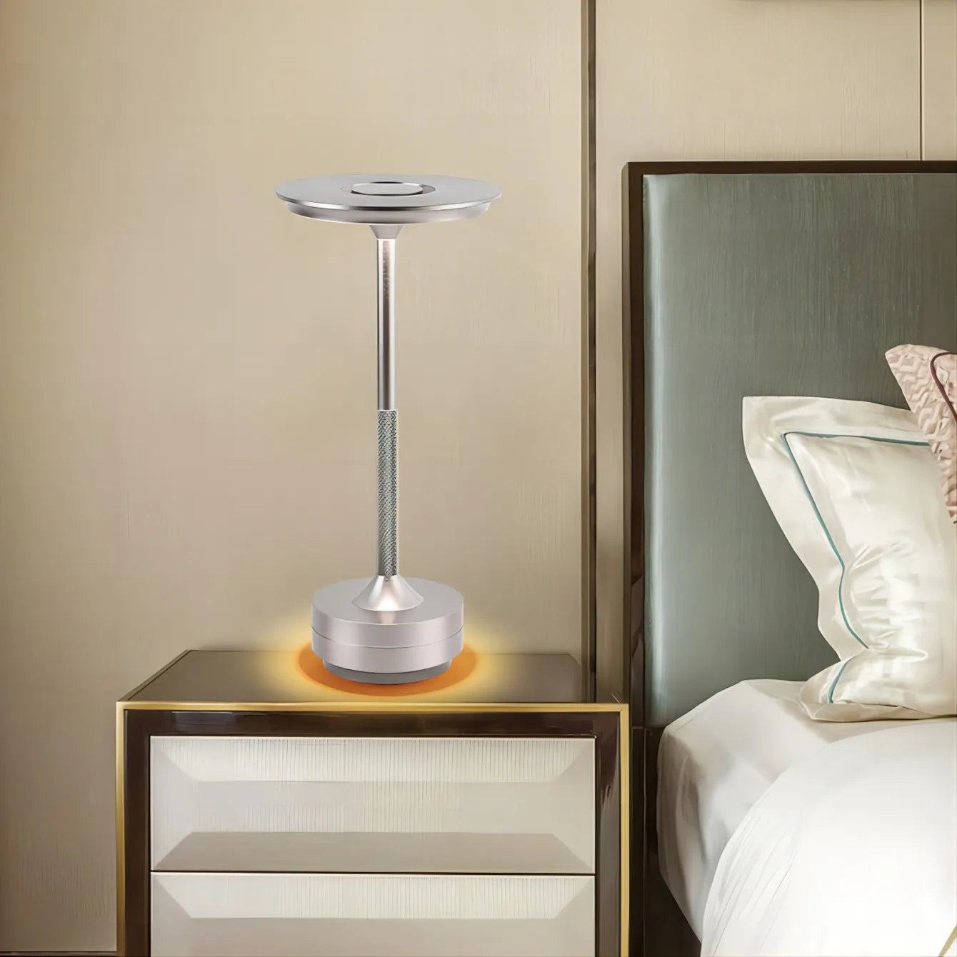 LED Bedside Table Lamp with USB Charging, Touch Control, Tri-Color & Stepless Dimming for Bedroom Nightstand Use