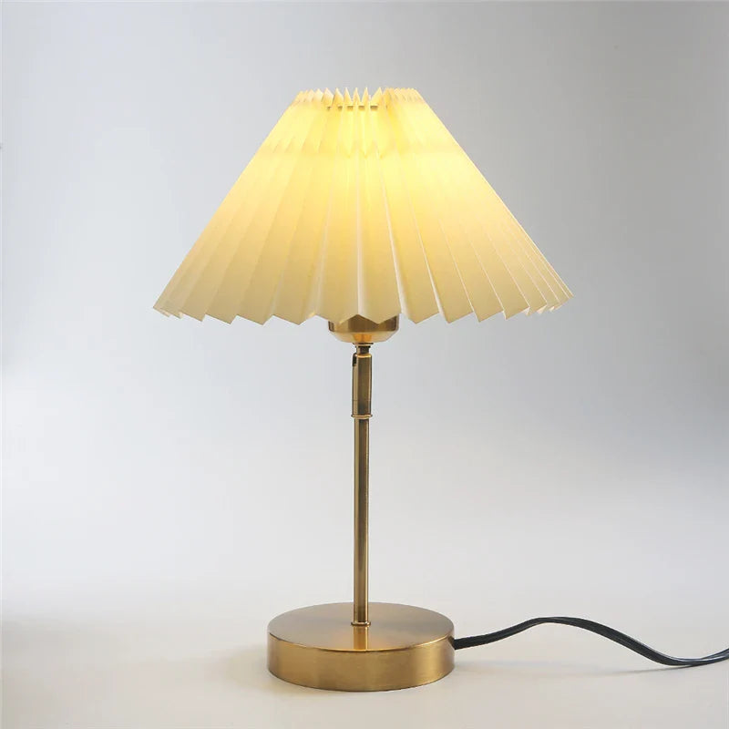 LED Floor Lamp with Pleated Lampshade - Adjustable Angle Table Lamp for Bedroom, Study, and Desktop Lighting