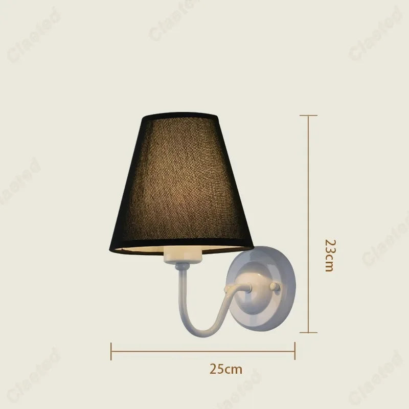 LED Retro Fabric Lampshade Wall Lamp with E27 Socket for Bedroom, Living Room, and Corridor Lighting Decoration