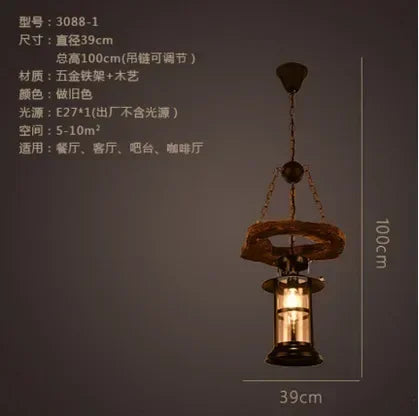 Wooden Decorative Chandelier - American Retro Industrial Style Lighting for Restaurants, Coffee Shops & Bar Counters