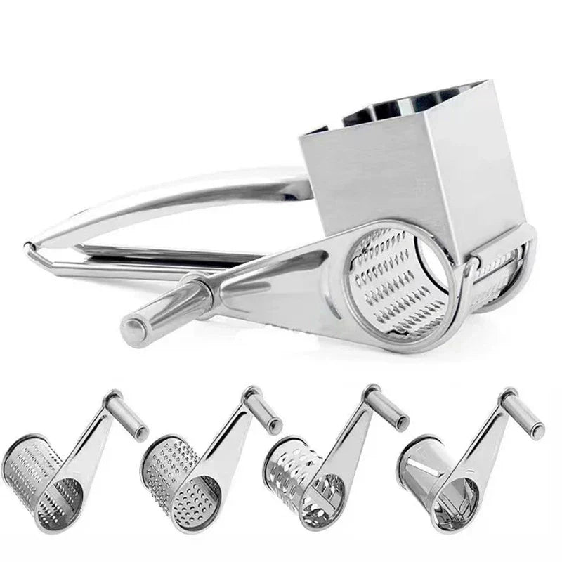 Rotary Cheese Grater | Stainless Steel, Interchangeable Drums & Ideal for Grating Cheese, Vegetables, Nuts and More