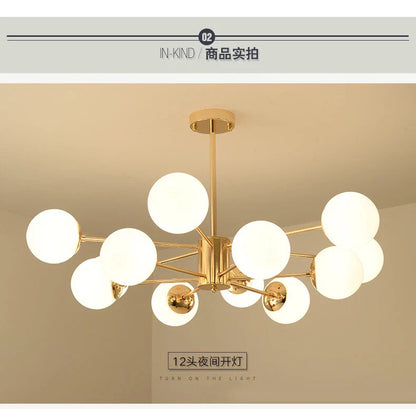 LED Adjustable Ball Glass Chandelier - Modern E27 Hanging Lamp for Living Room & Bedroom Lighting Fixtures