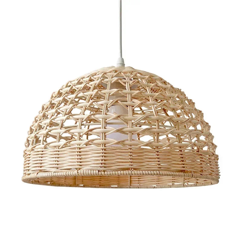 Rattan Pendant Light Fixture - Wicker Lampshade for Ceiling & Table Lighting - Ideal for Home Decor & Ambient Illumination