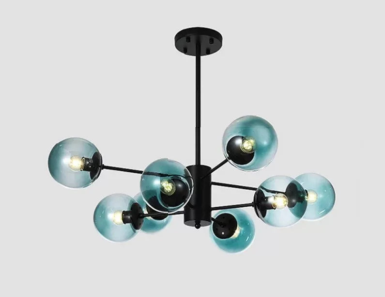 LED Adjustable Ball Glass Chandelier - Modern E27 Hanging Lamp for Living Room & Bedroom Lighting Fixtures