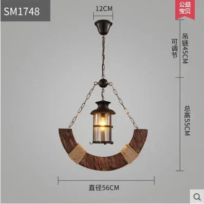 Wooden Decorative Chandelier - American Retro Industrial Style Lighting for Restaurants, Coffee Shops & Bar Counters