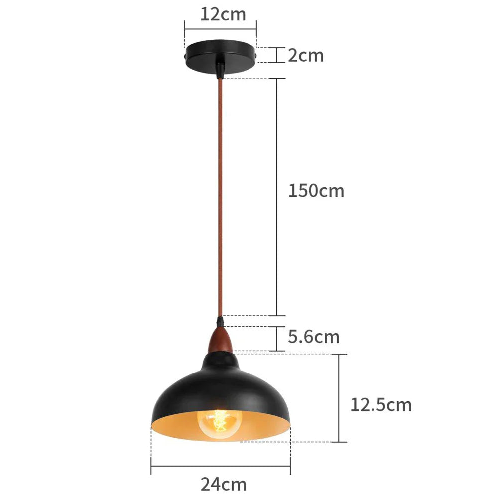 LED Wood Pendant Light Fixture - E27 Hanging Chandelier for Industrial Living Room, Bedroom & Kitchen Decor Lighting