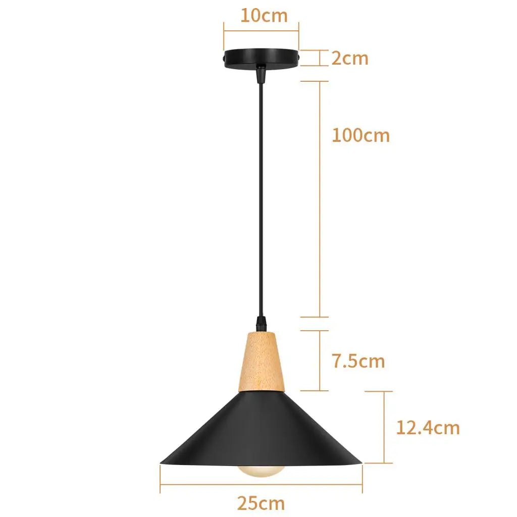 LED Wood Pendant Light Fixture - E27 Hanging Chandelier for Industrial Living Room, Bedroom & Kitchen Decor Lighting