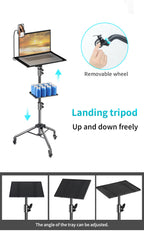 Adjustable Folding Laptop Table Stand | Ergonomic, Portable with Detachable Trays & Wheels for Home Office or Study Use