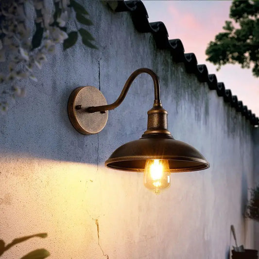 LED Retro Wall Lamp - Waterproof Rust Colored Black Fixture for Indoor & Outdoor Home Decor Lighting