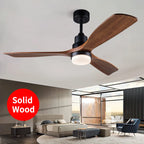 42/52 Inch Solid Wood Ceiling Fan with Remote Control and Light for Living Rooms, Bedrooms, Dining Rooms, and Studies
