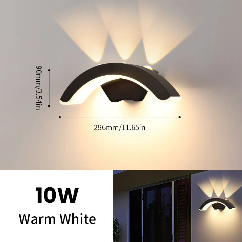 LED Outdoor Wall Light with Motion Sensor - Waterproof IP66 Porch & Garden Lighting for Balcony and Exterior Use