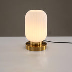 1-Light Oval Glass Table Lamp with Striped Design for Living Room & Bedroom Lighting