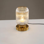 1-Light Oval Glass Table Lamp with Striped Design for Living Room & Bedroom Lighting