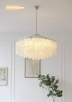 Seashell Pendant Chandelier Light Fixture - Coastal Decor for Living Room & Dining Room
