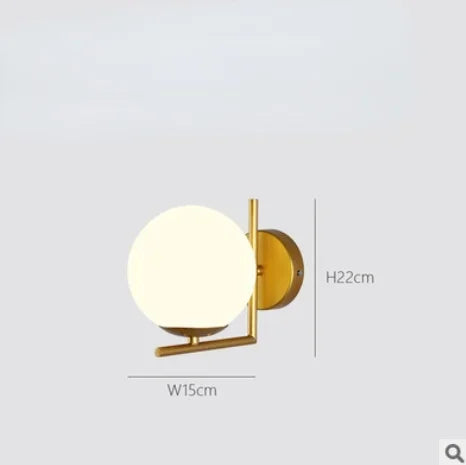 LED Gold Glass Ball Wall Lamp - Modern Indoor Lighting for Living Room, Bathroom, Bedroom, Bedside, Entrance & Porch