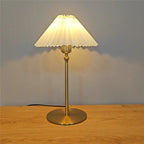 LED Floor Lamp with Pleated Lampshade - Adjustable Angle Table Lamp for Bedroom, Study, and Desktop Lighting