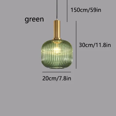 LED Glass Stripe Pendant Light - Creative E27 Hanging Fixture for Home Decoration in Living Room & Kitchen