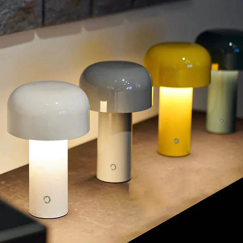 LED Cordless Table Lamp - Italian Mushroom Design for Indoor & Outdoor Use, Battery Operated Lighting Solution