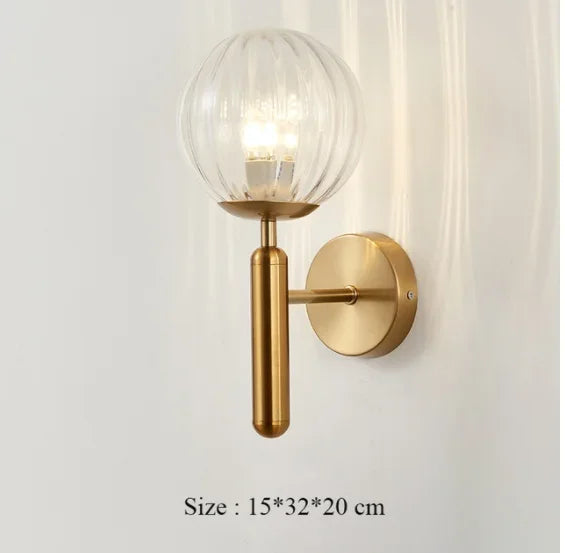 LED Gold Glass Ball Wall Lamp - Modern Indoor Lighting for Living Room, Bathroom, Bedroom, Bedside, Entrance & Porch