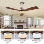 42/52 Inch Solid Wood Ceiling Fan with Remote Control and Light for Living Rooms, Bedrooms, Dining Rooms, and Studies