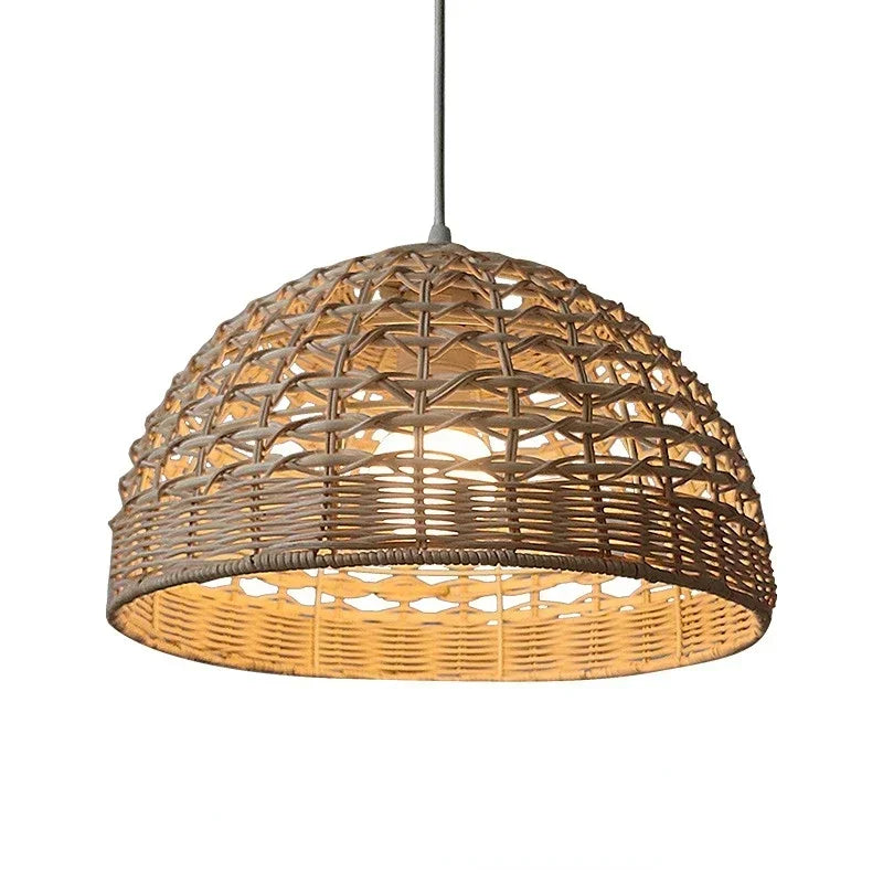 Rattan Pendant Light Fixture - Wicker Lampshade for Ceiling & Table Lighting - Ideal for Home Decor & Ambient Illumination