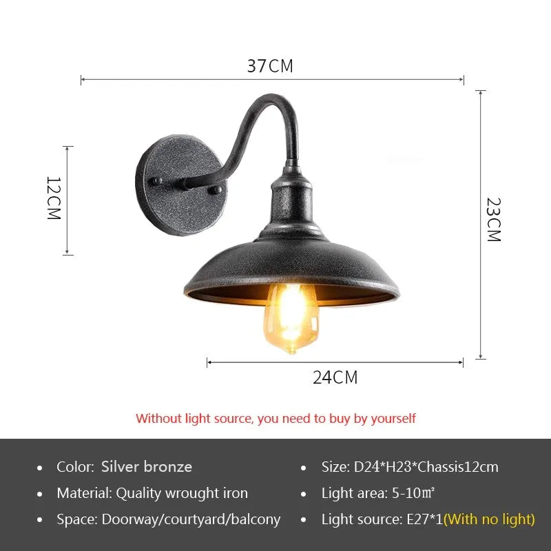 LED Retro Wall Lamp - Waterproof Rust Colored Black Fixture for Indoor & Outdoor Home Decor Lighting