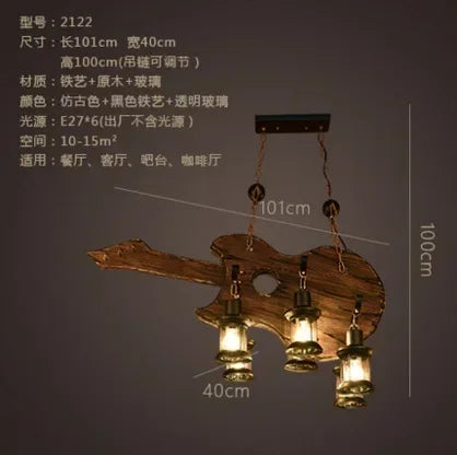 Wooden Decorative Chandelier - American Retro Industrial Style Lighting for Restaurants, Coffee Shops & Bar Counters