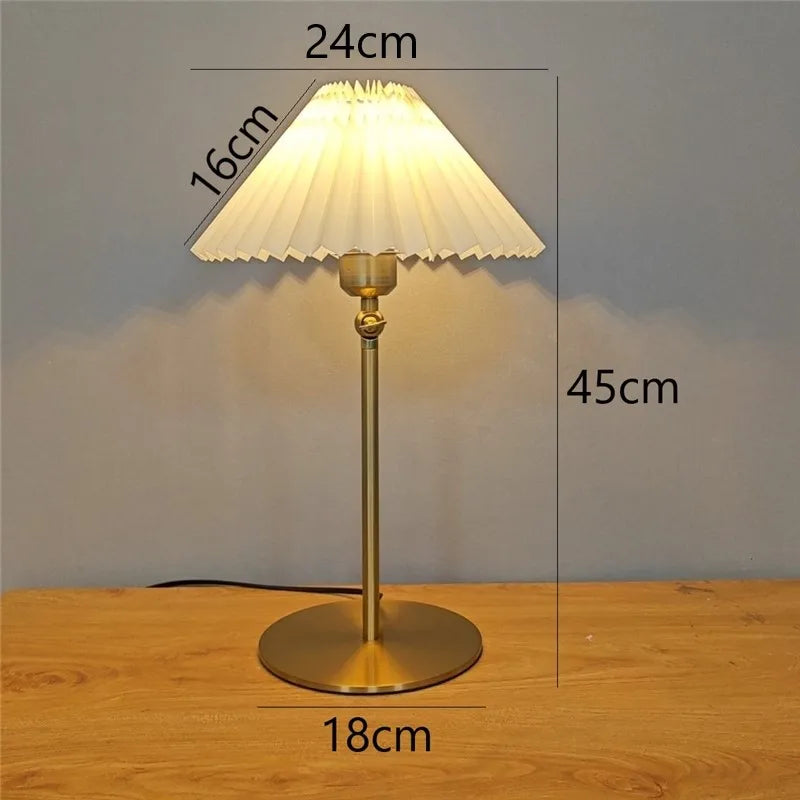 LED Floor Lamp with Pleated Lampshade - Adjustable Angle Table Lamp for Bedroom, Study, and Desktop Lighting