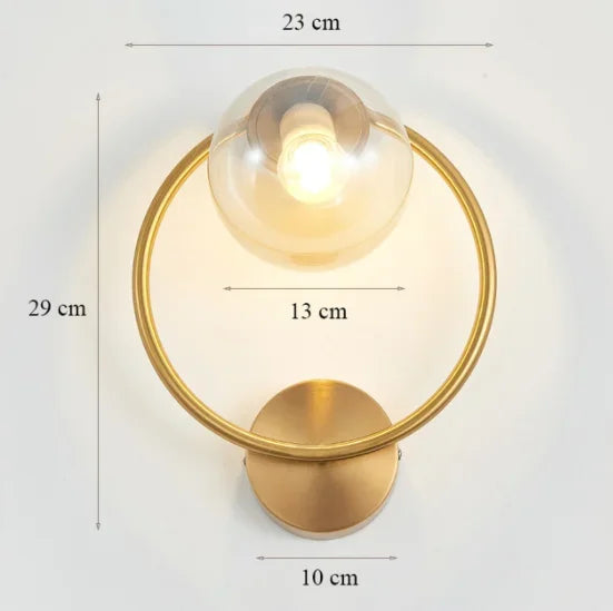 LED Gold Glass Ball Wall Lamp - Modern Indoor Lighting for Living Room, Bathroom, Bedroom, Bedside, Entrance & Porch