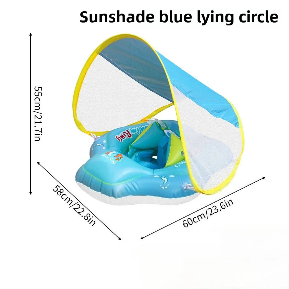 Inflatable Baby Swim Float | Waterproof with Sun Canopy & Ideal for Pool Fun and Water Safety Training