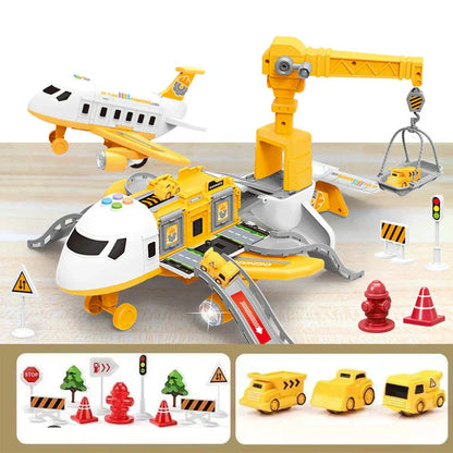 Kids Interactive Airport Playset Toy Vehicle Set | Realistic Airplane, Crane & Cars for Imaginative Play and Motor Skill Development