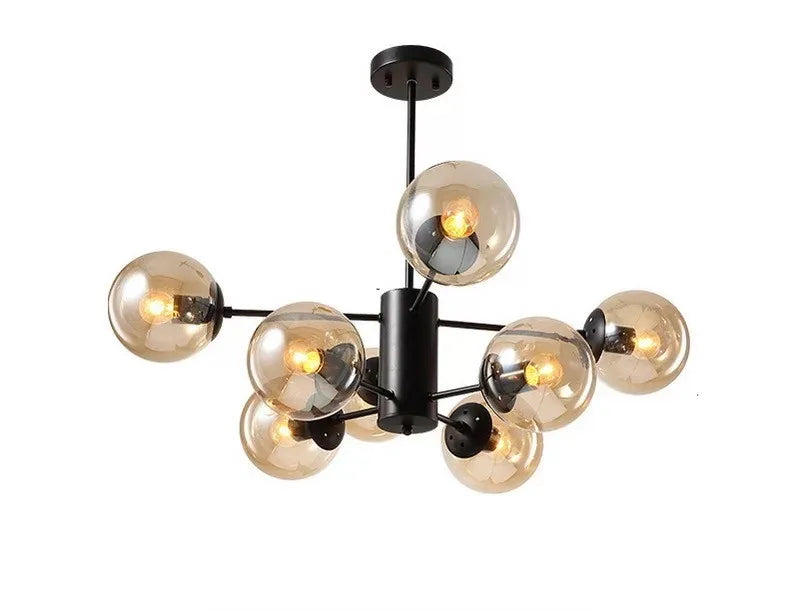 LED Adjustable Ball Glass Chandelier - Modern E27 Hanging Lamp for Living Room & Bedroom Lighting Fixtures