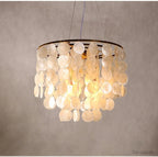 Seashell Pendant Chandelier Light Fixture - Coastal Decor for Living Room & Dining Room
