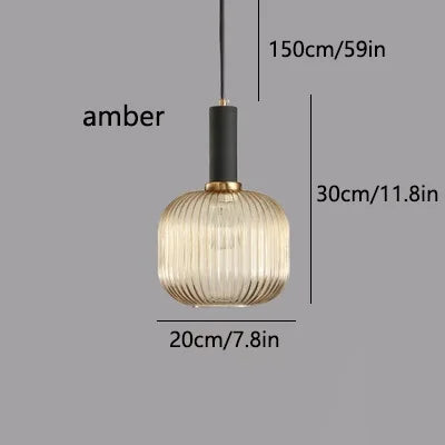 LED Glass Stripe Pendant Light - Creative E27 Hanging Fixture for Home Decoration in Living Room & Kitchen