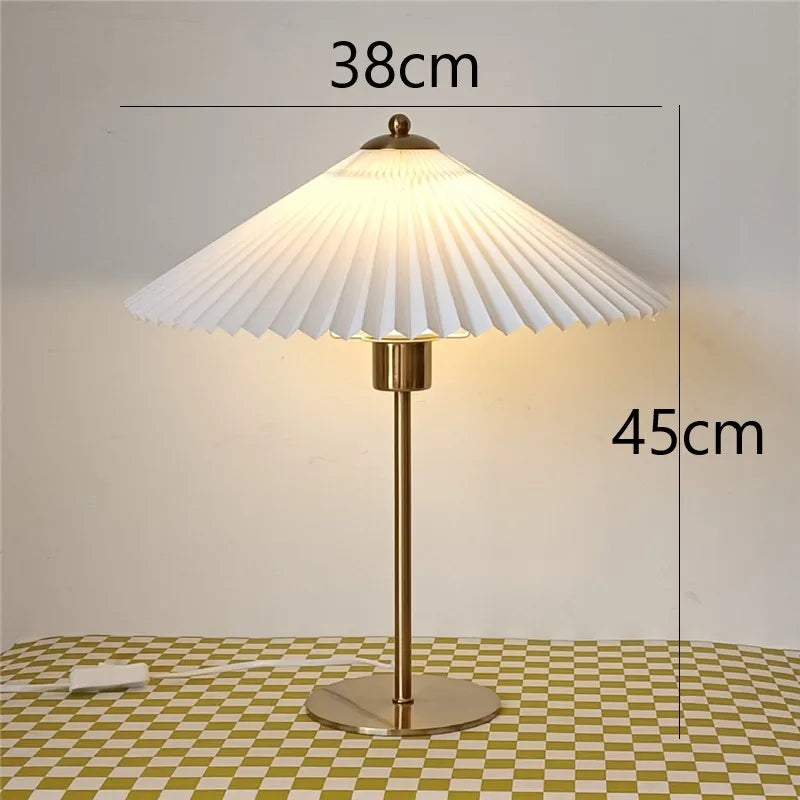 LED Floor Lamp with Pleated Lampshade - Adjustable Angle Table Lamp for Bedroom, Study, and Desktop Lighting