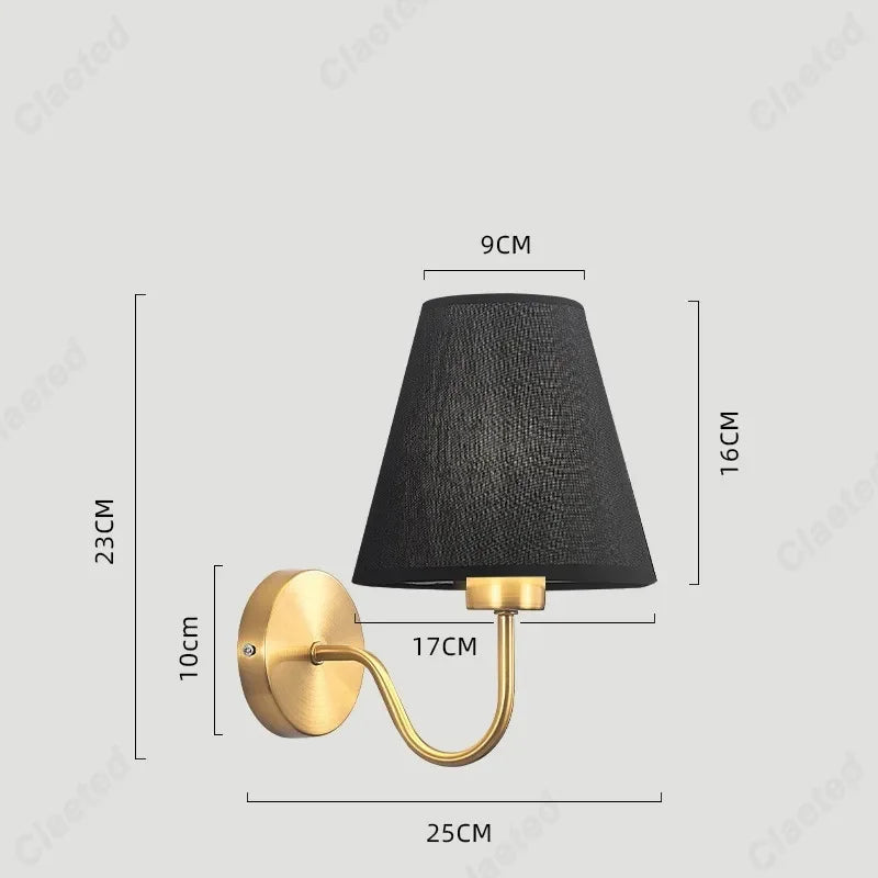 LED Retro Fabric Lampshade Wall Lamp with E27 Socket for Bedroom, Living Room, and Corridor Lighting Decoration