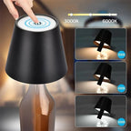 Wireless Dimmable Touch Table Lamp - USB Rechargeable Night Light with 3 Color Options for Home, Office, Bar, and Study Use