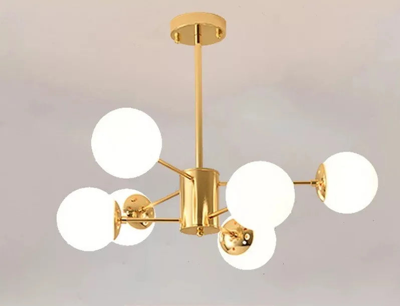 LED Adjustable Ball Glass Chandelier - Modern E27 Hanging Lamp for Living Room & Bedroom Lighting Fixtures