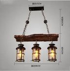 Wooden Decorative Chandelier - American Retro Industrial Style Lighting for Restaurants, Coffee Shops & Bar Counters
