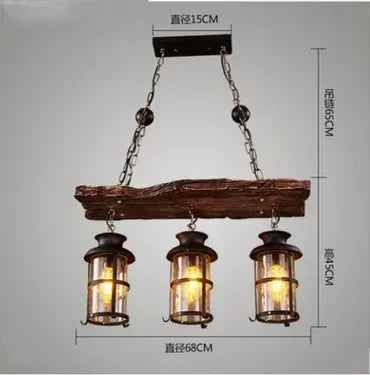 Wooden Decorative Chandelier - American Retro Industrial Style Lighting for Restaurants, Coffee Shops & Bar Counters
