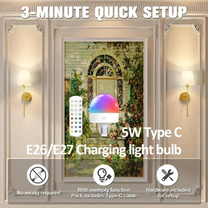 Retro Wall Lamp LED Charge RGB Bulb Removable Wireless Wall Light For Bedroom Corridor Hallway Indoor Luminaire Bedside Light