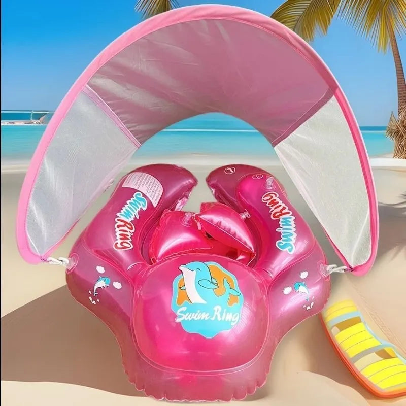 Inflatable Baby Swim Float | Waterproof with Sun Canopy & Ideal for Pool Fun and Water Safety Training