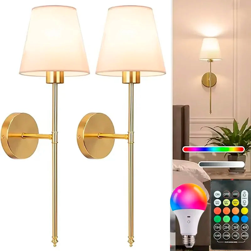 Retro Wall Lamp LED Charge RGB Bulb Removable Wireless Wall Light For Bedroom Corridor Hallway Indoor Luminaire Bedside Light